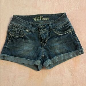 Wallflower Blue Jean Shorts Vintage Cuffed Style